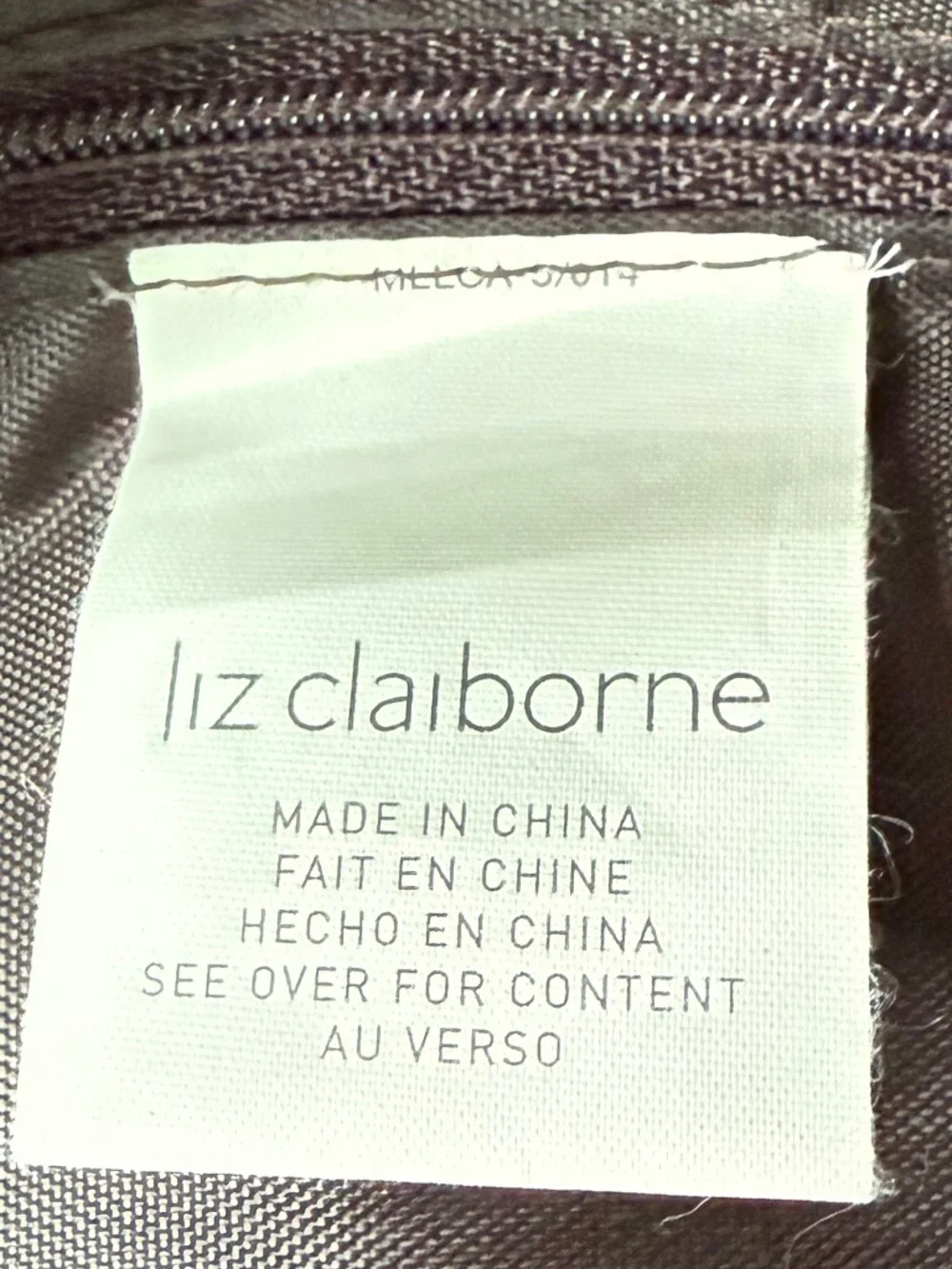 Liz Claiborne Brown Nylon Tote Shoulder Bag Lightweight Work Travel